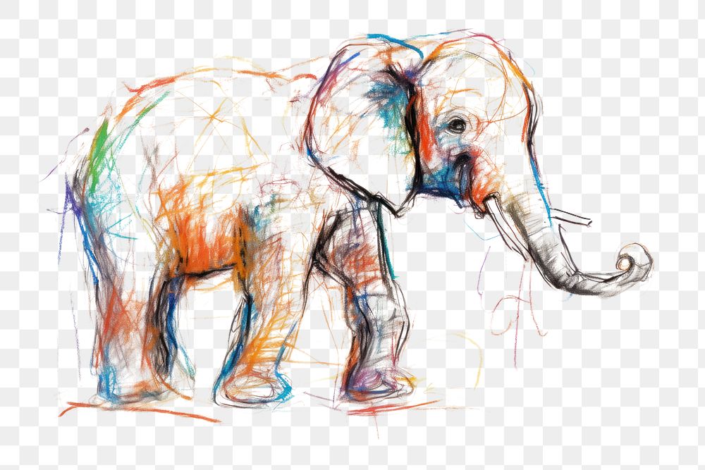 PNG Elephant drawing sketch wildlife. AI generated Image by rawpixel.
