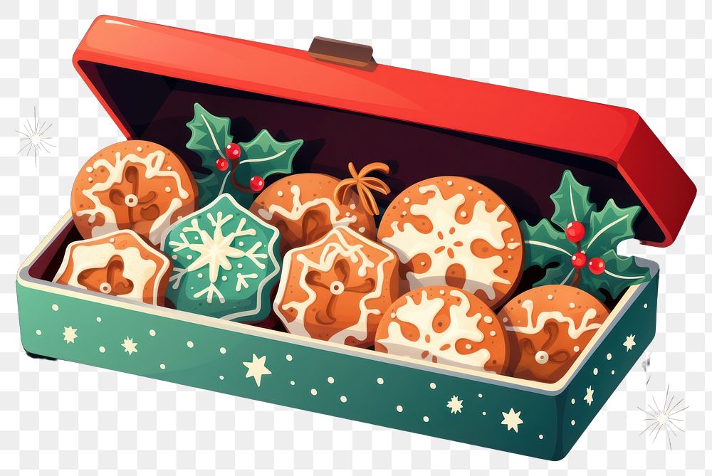 PNG Christmas cookies gingerbread food box.