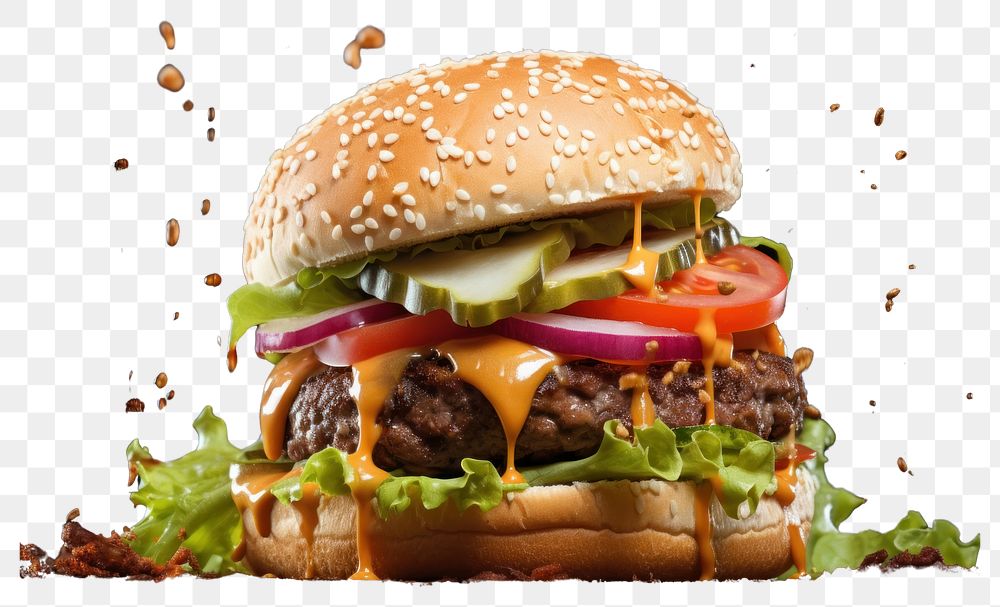 PNG  Burger sesame food hamburger.