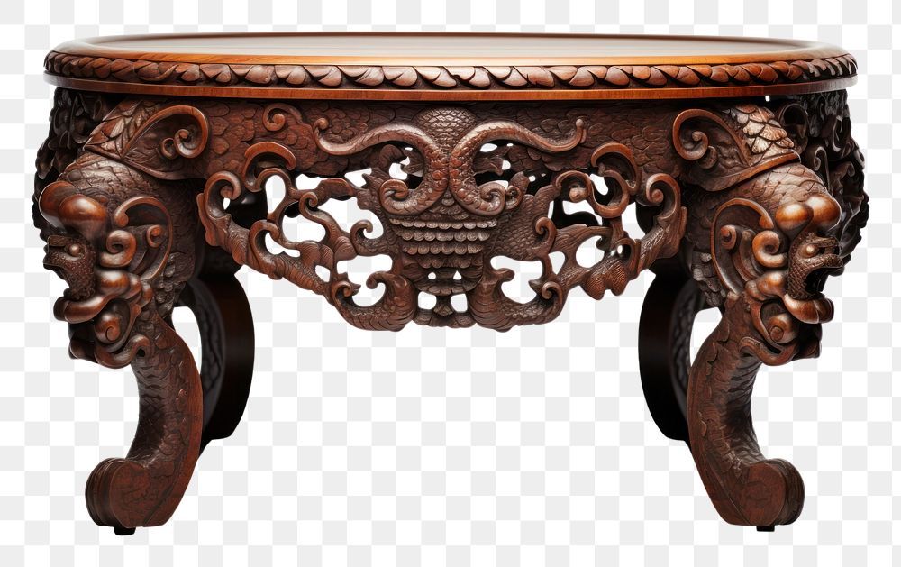 PNG Carved antique table furniture white background architecture. AI generated Image by rawpixel.