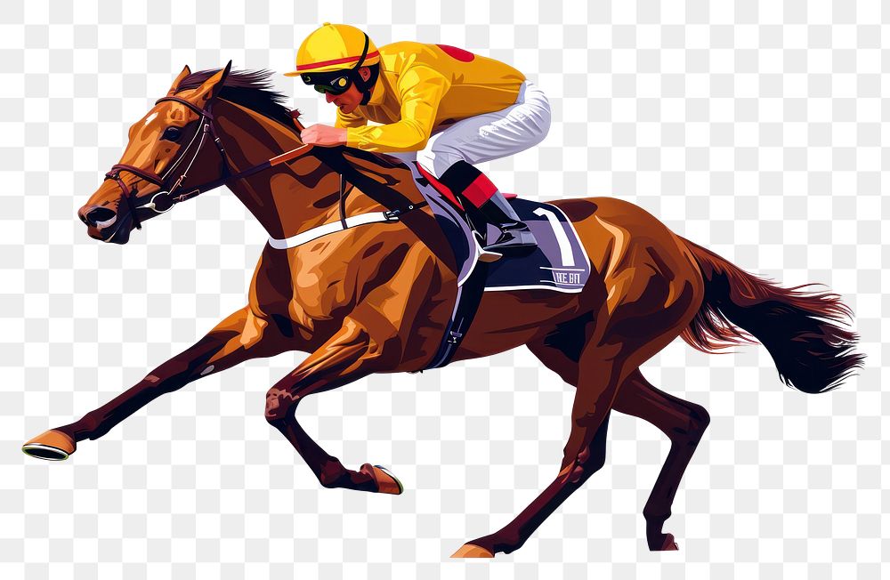 PNG Jockey riding racehorse on a fast speed mammal animal adult.