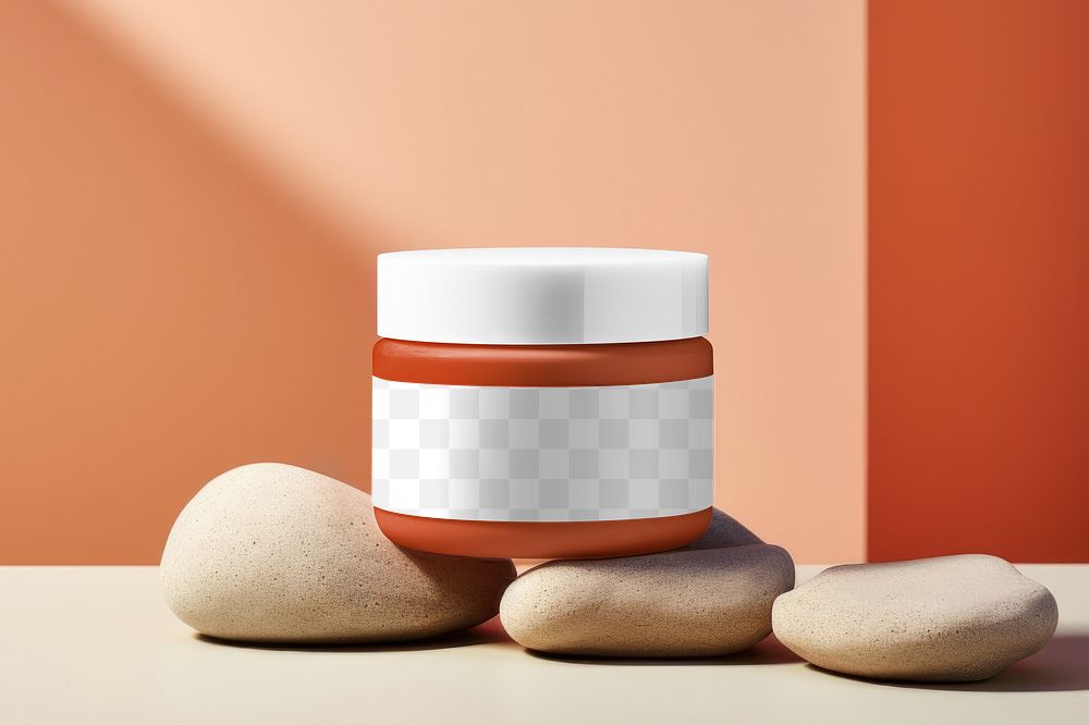Cream jar label png mockup, transparent design