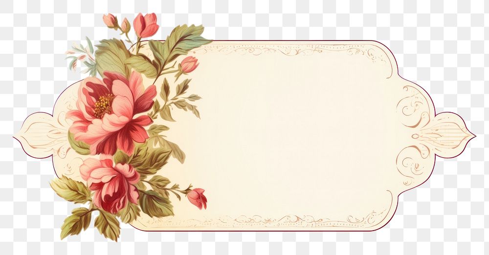 PNG Vintage christmas gift tag pattern flower plant.