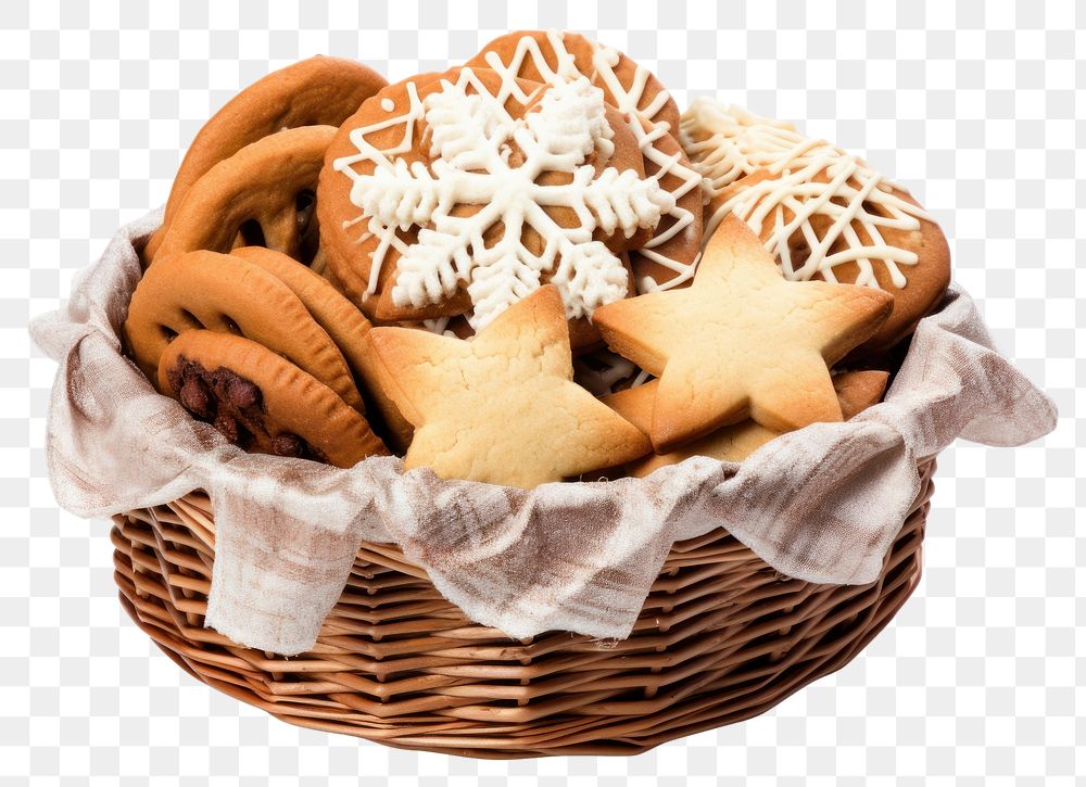 PNG Christmas cookies basket food white background.