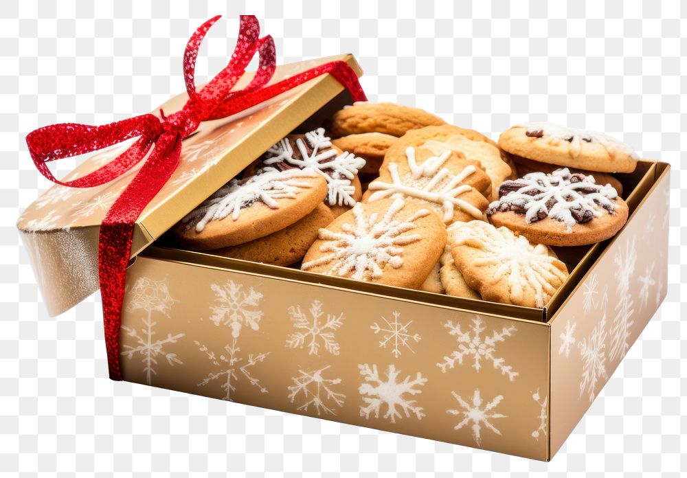PNG Christmas cookies box food white background.