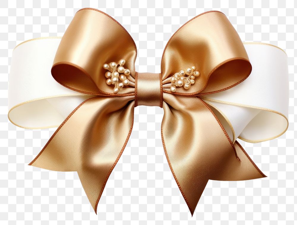 PNG Christmas bow brown gold white background.