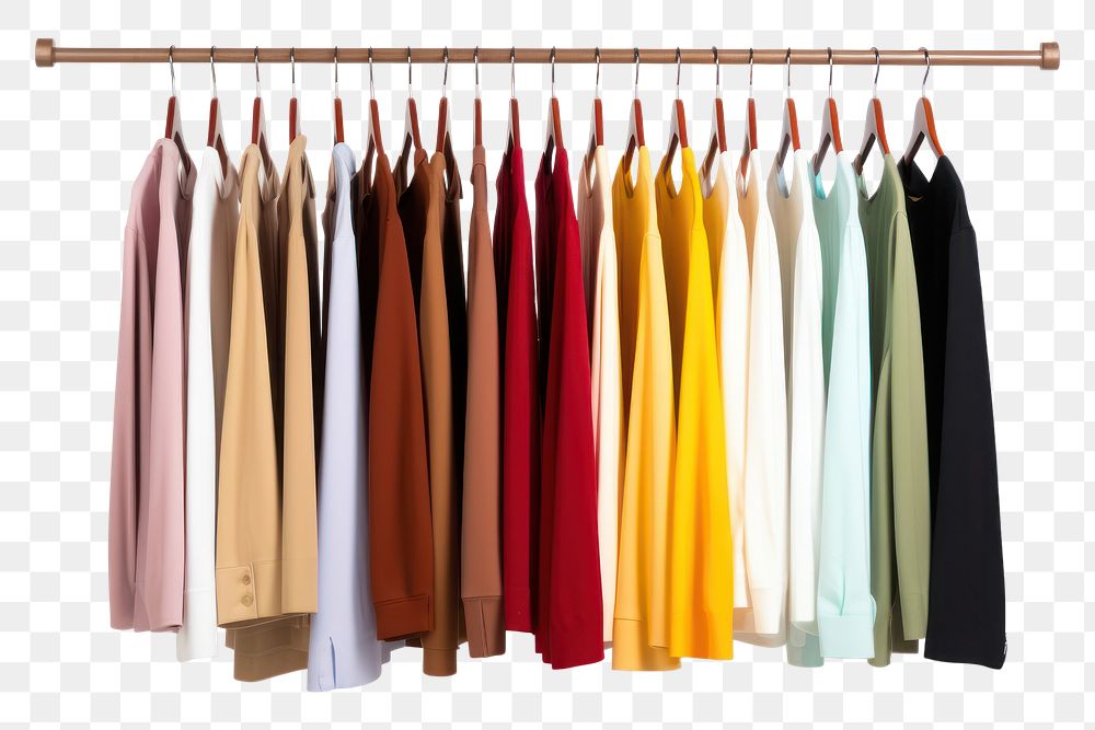PNG Clothes rack fashion white background arrangement.