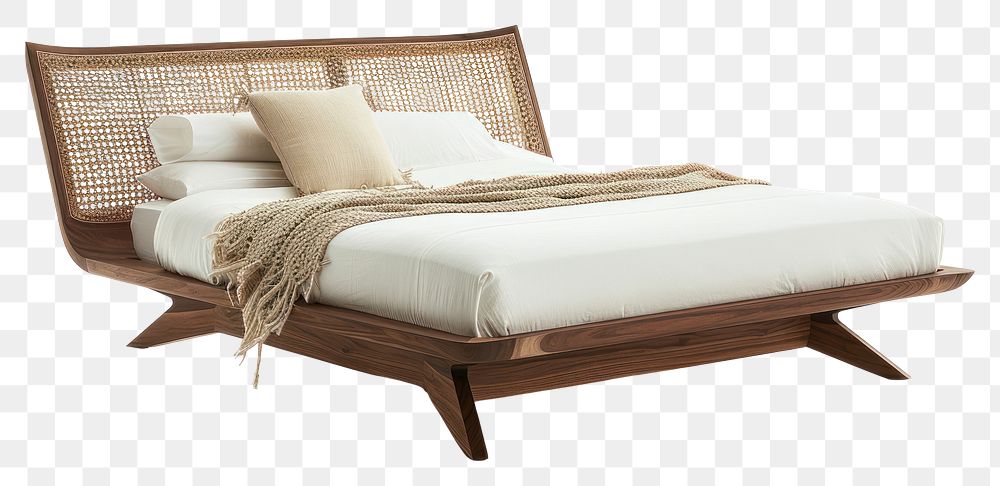 PNG Contemporary bed furniture cushion pillow.