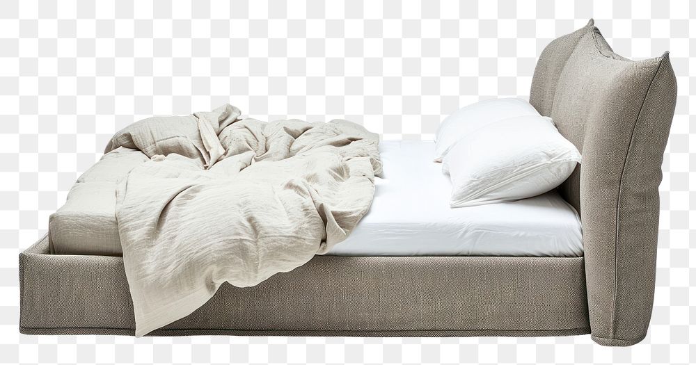 PNG Contemporary bed furniture mattress pillow.