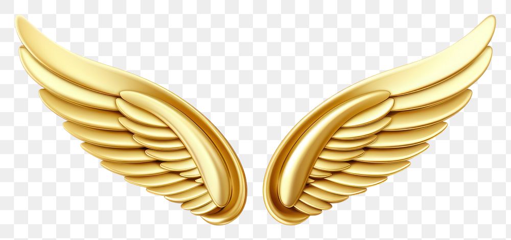 PNG Angel wings gold jewelry white background.