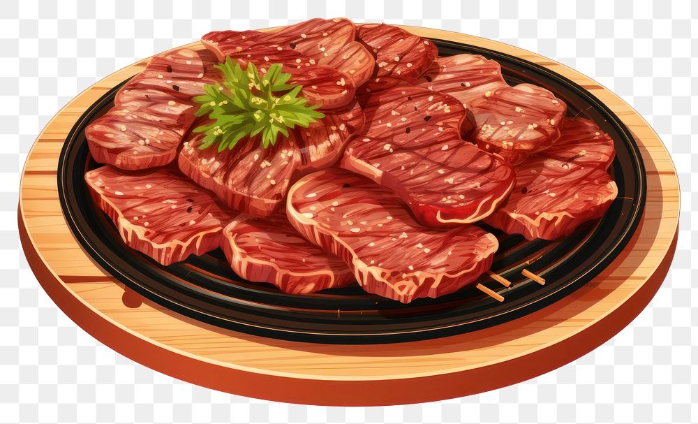 PNG Vector illustration of Japanese yakiniku steak plate meat.