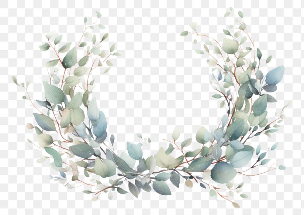 PNG  Wreath plant Eucalyptus pattern wreath architecture. AI generated Image by rawpixel.