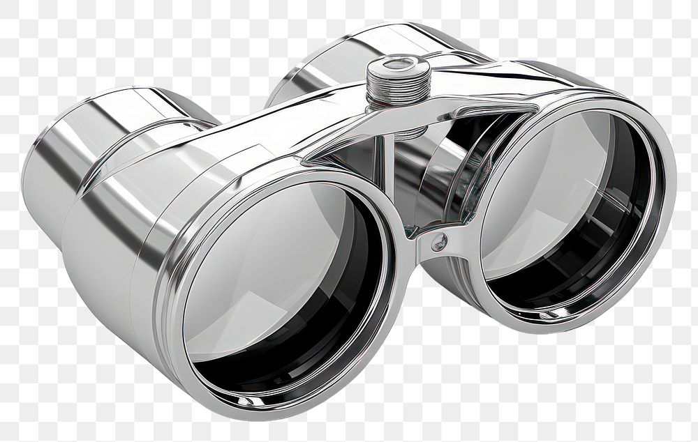 PNG Binoculars ShapeChrome material chrome silver white background.