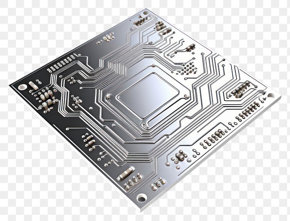 PNG Circuit board icon vector Chrome material technology computer white background.