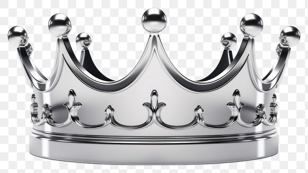 PNG Crown Chrome material silver shiny white background.