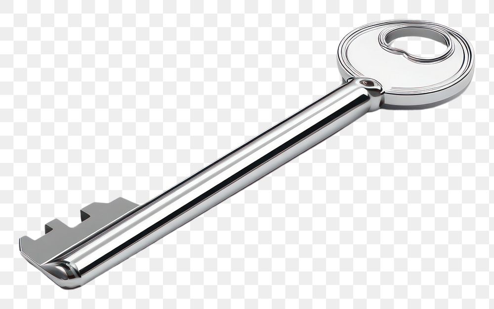 PNG House Key Icon Chrome material key silver white background.