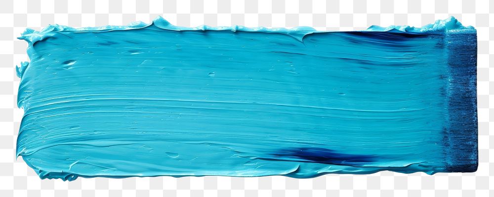 PNG Blue flat paint brush stroke turquoise rectangle white background.
