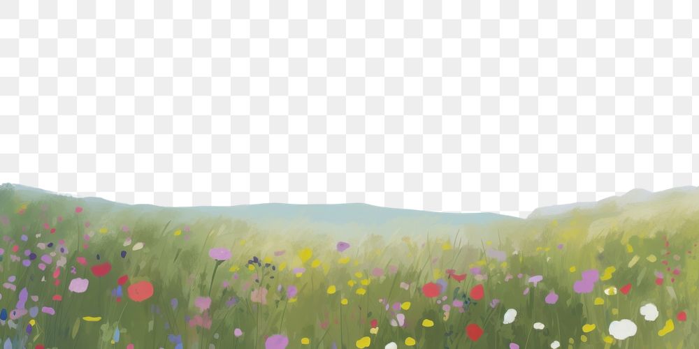 PNG Field of wildflower backgrounds grassland landscape. AI generated Image by rawpixel.