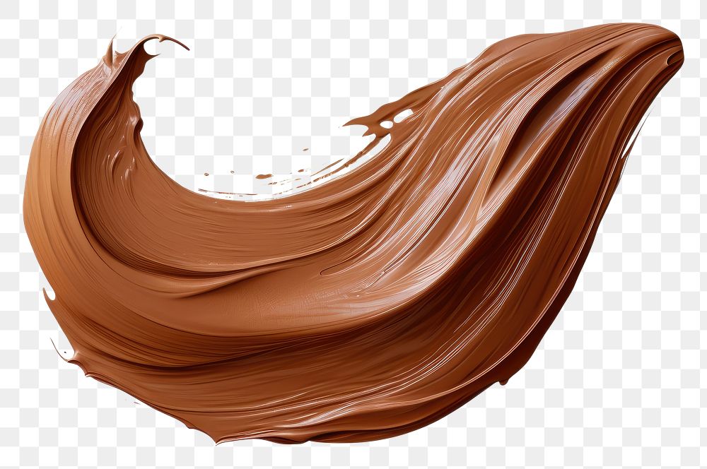 PNG Flat brown paint brushstroke chocolate dessert white background.