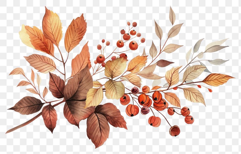 PNG  Autumn plant leaf white background.