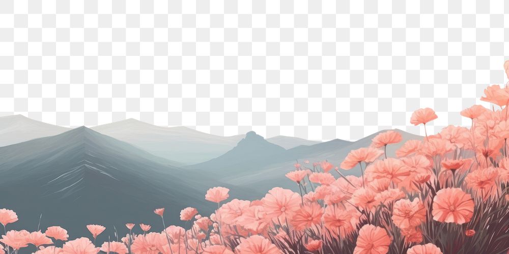 PNG Aesthetic mountain flower backgrounds outdoors nature. AI generated Image by rawpixel.