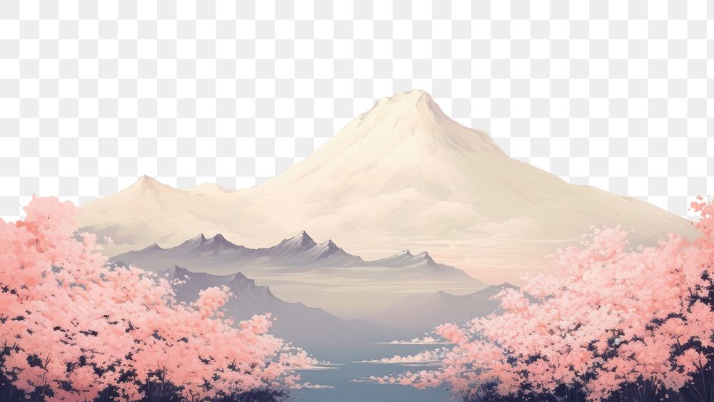 PNG Aesthetic mountain flower landscape outdoors blossom. AI generated Image by rawpixel.
