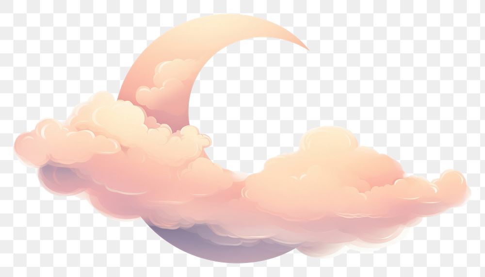 PNG  Romantic half moon on the clouds night sky tranquility. AI generated Image by rawpixel.