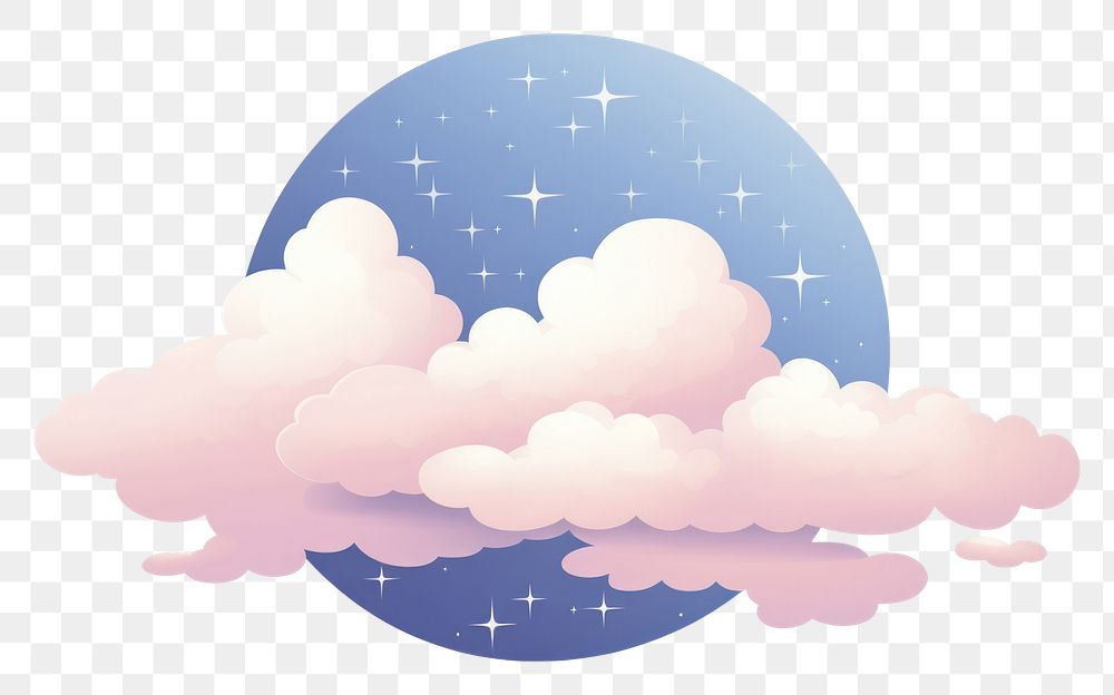 PNG  Romantic half moon on the clouds nature space sky. AI generated Image by rawpixel.