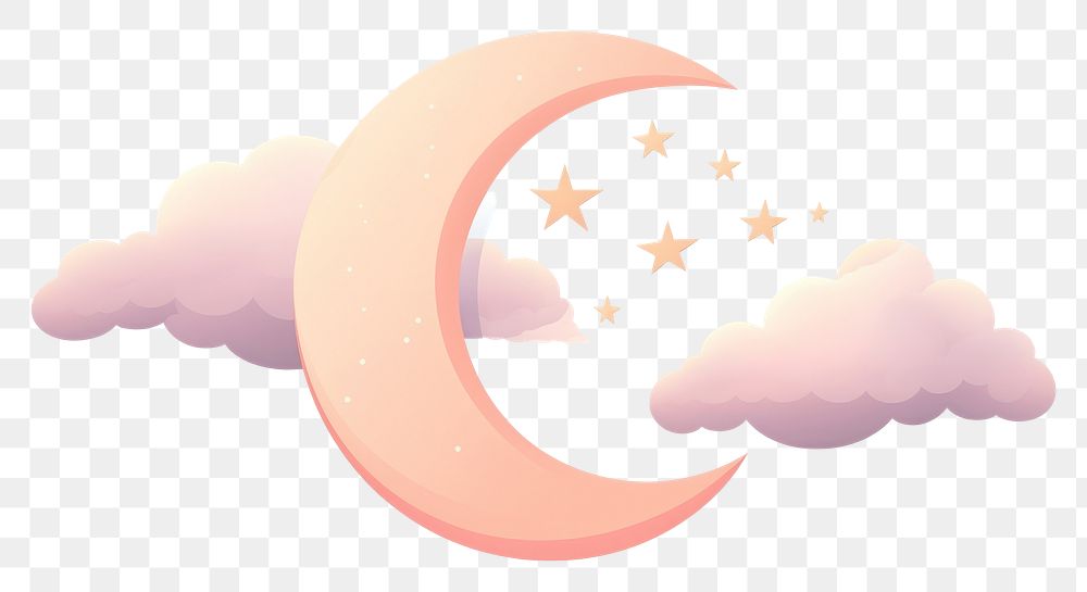 PNG  Romantic half moon on the clouds astronomy night sky. AI generated Image by rawpixel.