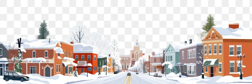 PNG  Town outdoors snowing street. AI generated Image by rawpixel.
