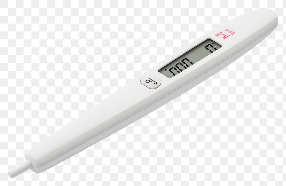PNG  Digital thermometer white background temperature weaponry. AI generated Image by rawpixel.