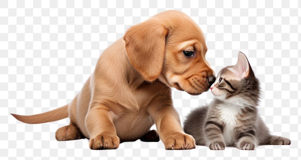 PNG  Puppies and kittens playing together animal mammal puppy. AI generated Image by rawpixel.