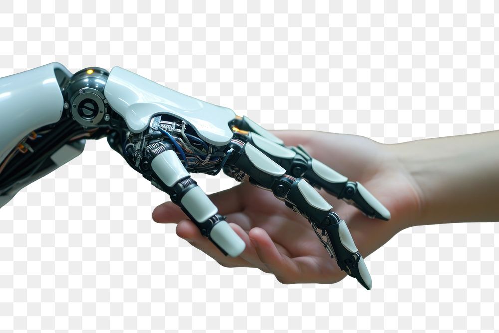 PNG Artificial intelligence hand finger robot.