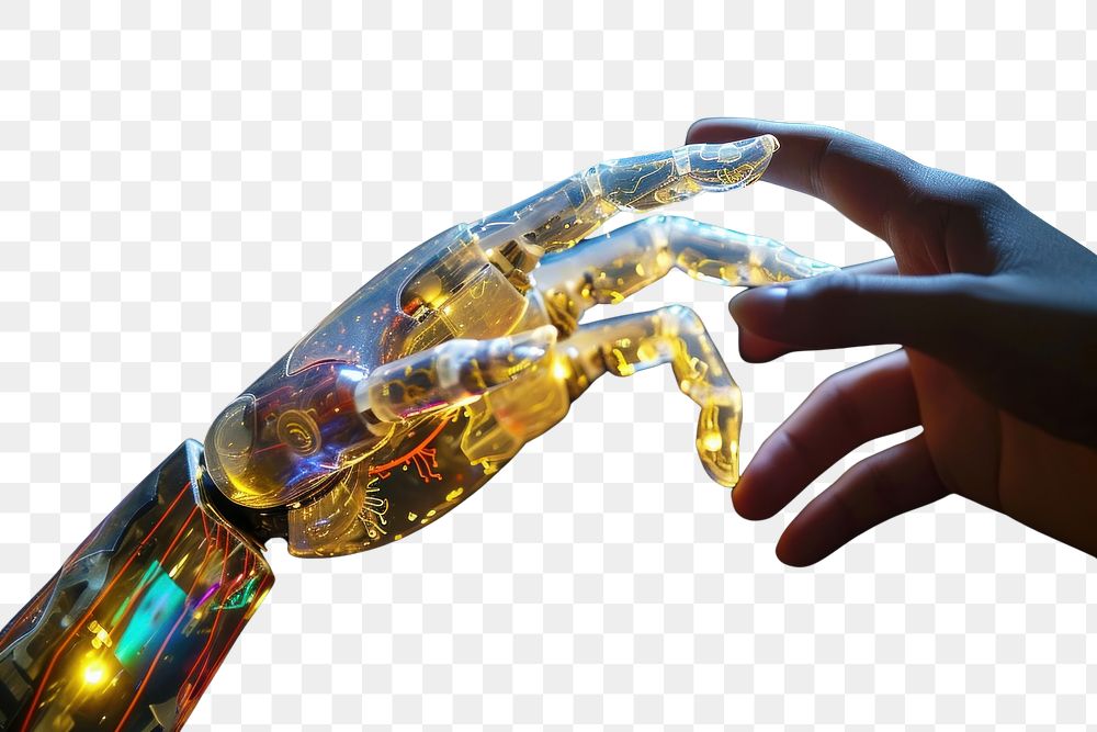 PNG Artificial intelligence hand jewelry finger.
