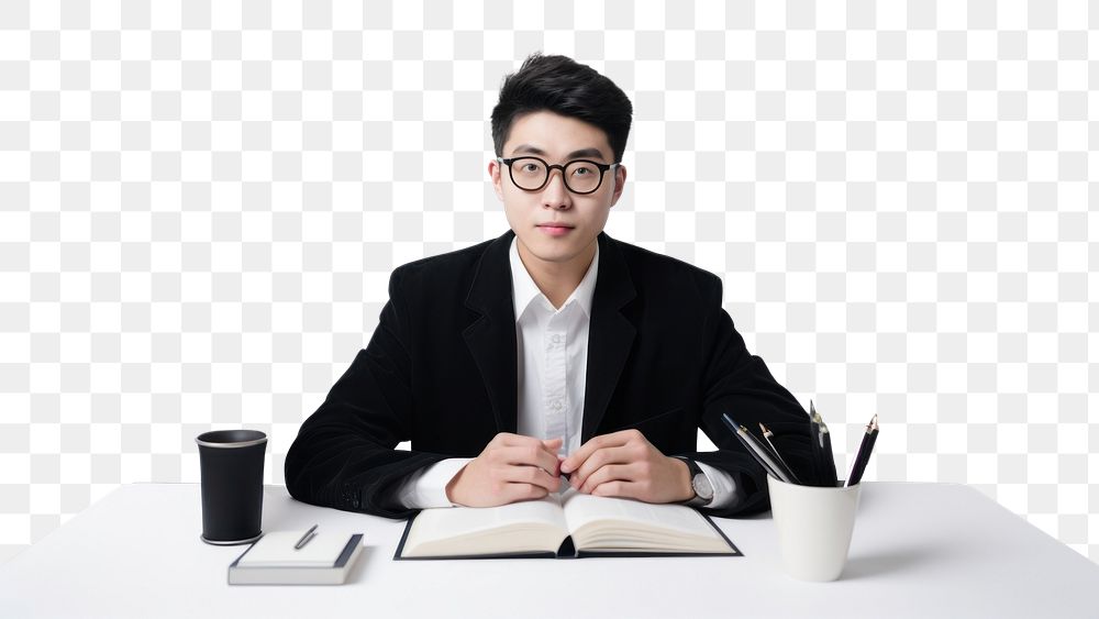 PNG  Chinese student preparing for examination publication sitting adult. AI generated Image by rawpixel.
