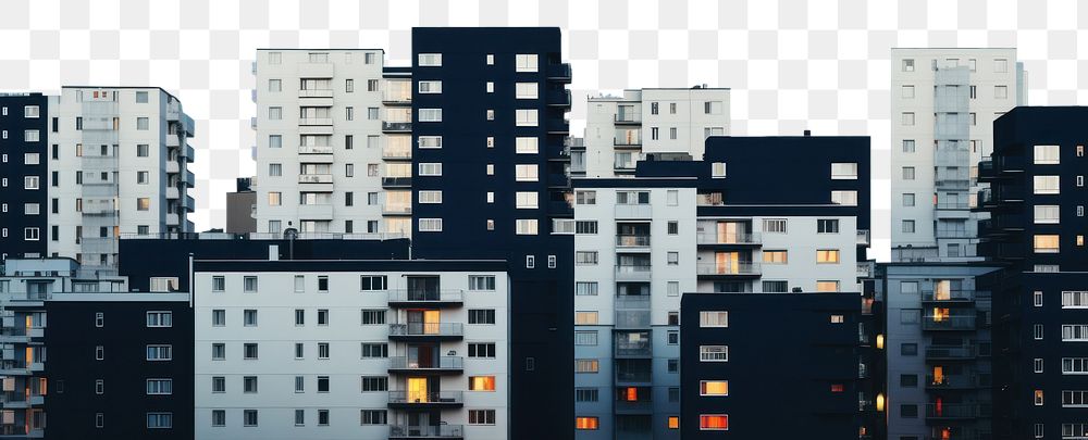 PNG  Modern apartment building with residential area cityscape architecture neighbourhood. AI generated Image by rawpixel.