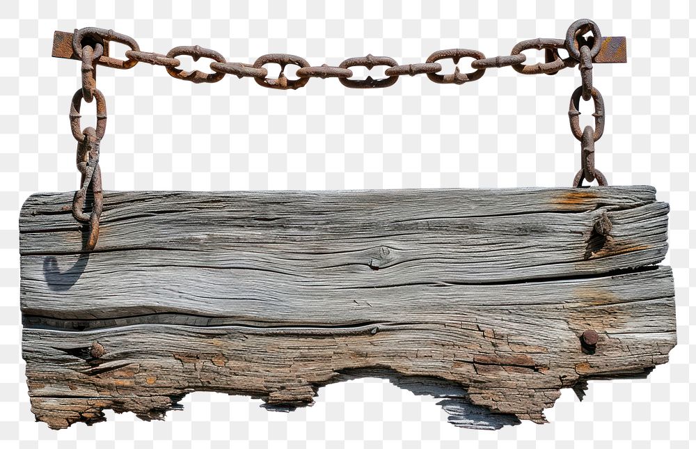 PNG Wooden sign driftwood chain old.