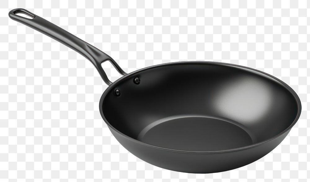 PNG Black deep wok pan white background simplicity saucepan.