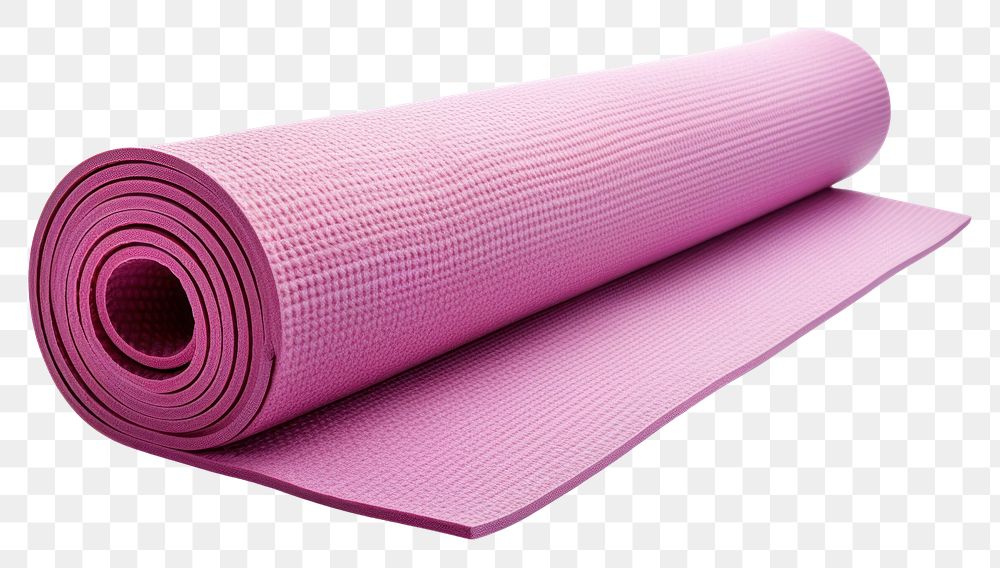 PNG Rolled yoga mat white background stretching exercising.