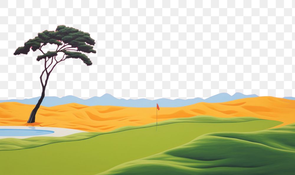 PNG  Golf country club landscape outdoors painting.