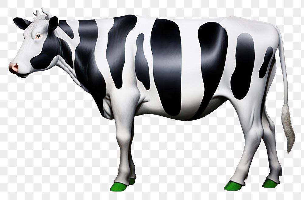 PNG  Surrealistic painting of cow livestock mammal animal.
