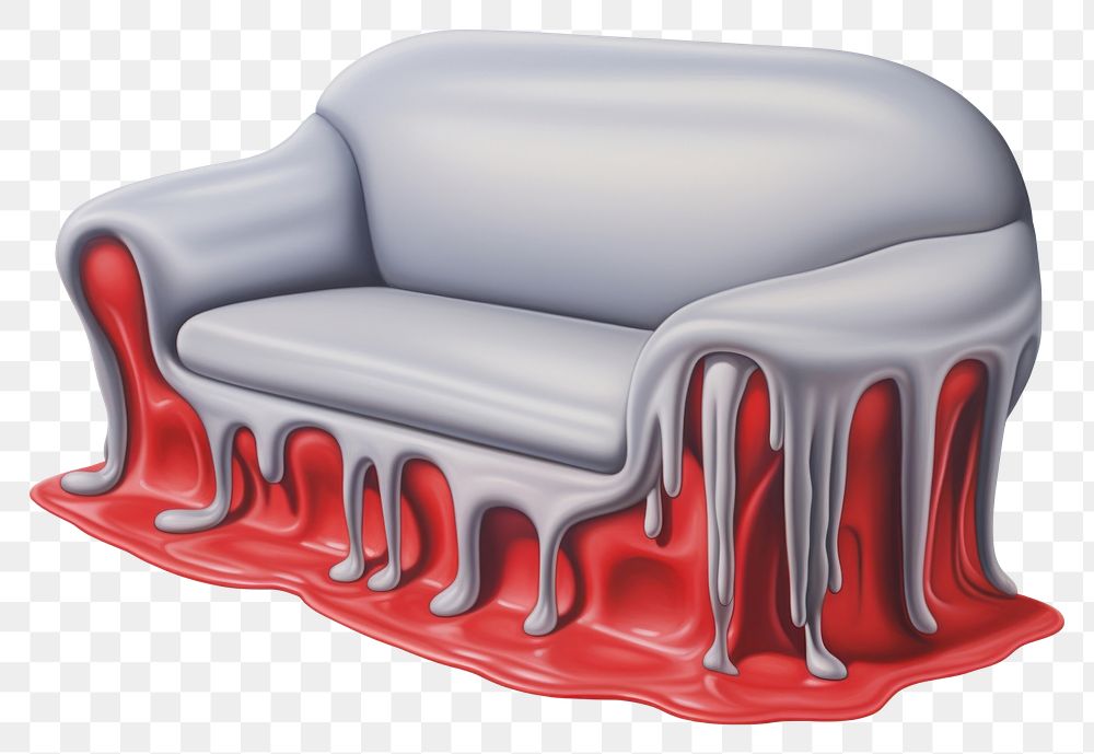 PNG  Surrealistic painting of sofa melting furniture chair loveseat.