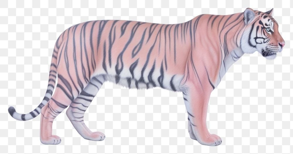 PNG  Surrealistic painting of tiger wildlife animal mammal.