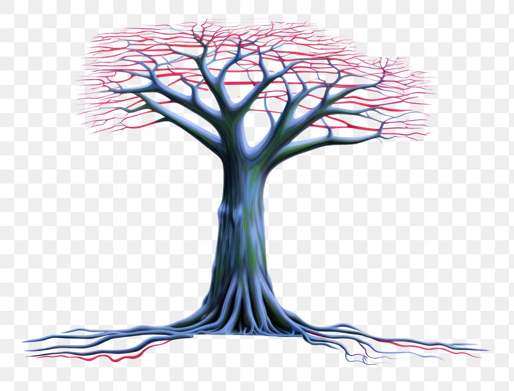 PNG  Surrealistic painting of tree melting drawing sketch art.