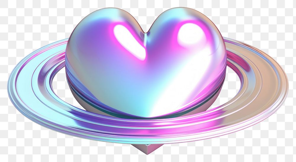 PNG  Saturn heart shape white background glowing jewelry. AI generated Image by rawpixel.
