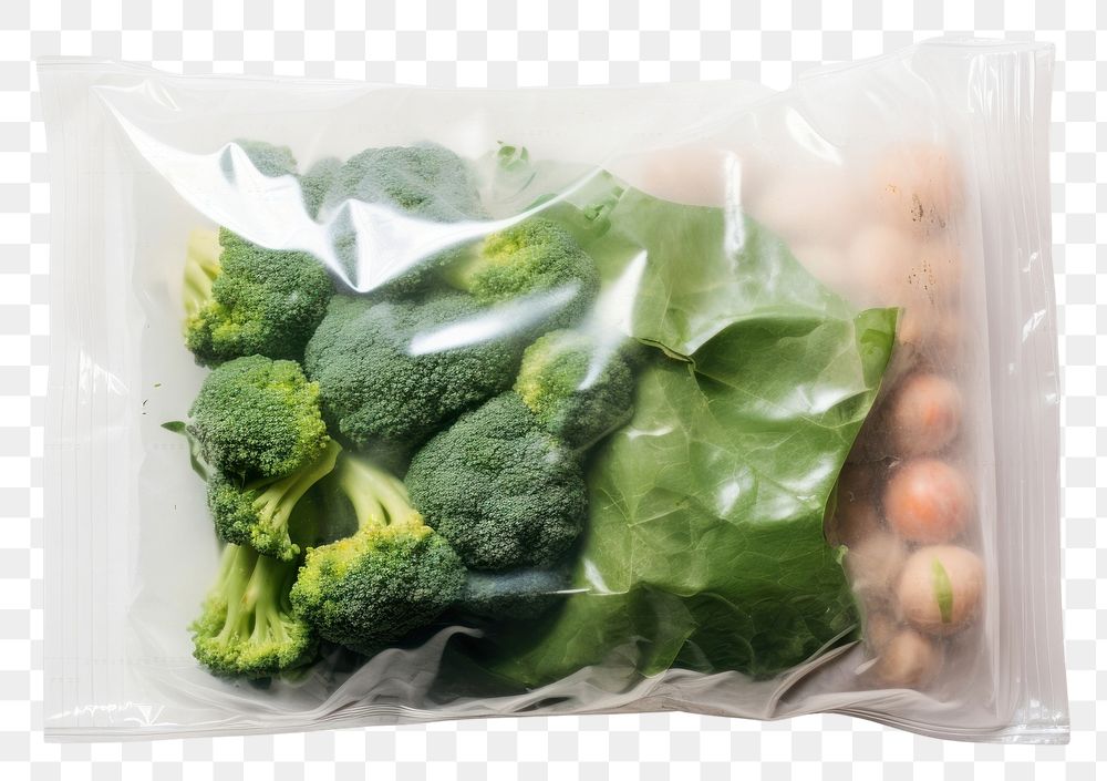 PNG  Plastic wrapping over a vegetable broccoli plant food.