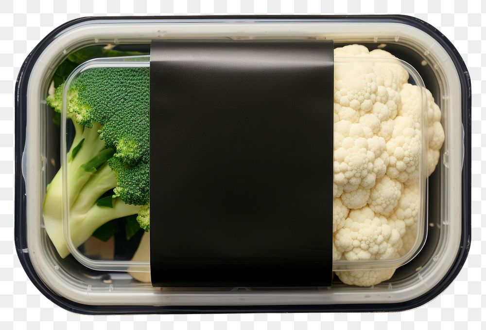 PNG Vegetable plastic packaging cauliflower food container.