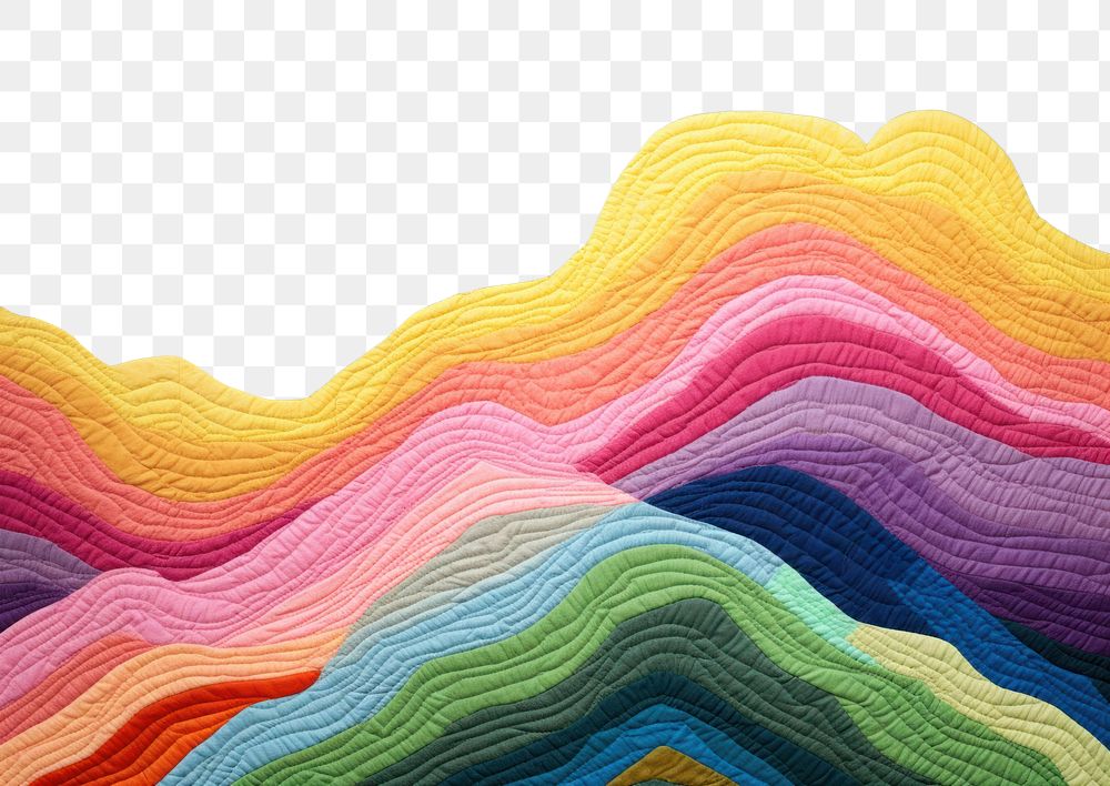 PNG Minimal pastel rainbow cross the mountrain landscape textile craft.