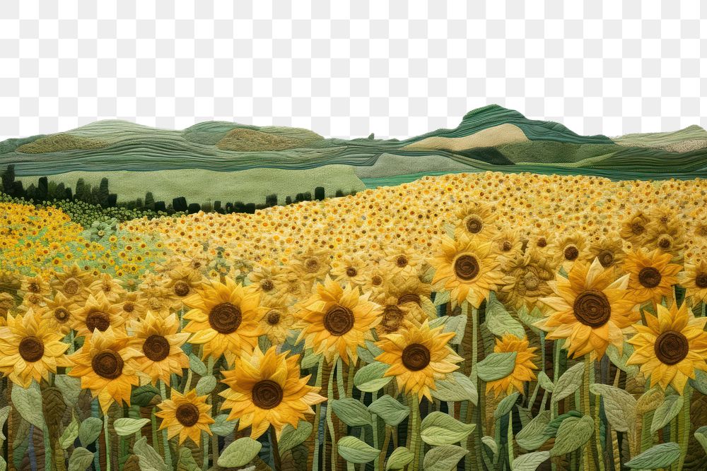 PNG Minimal sunflower field landscape agriculture outdoors.