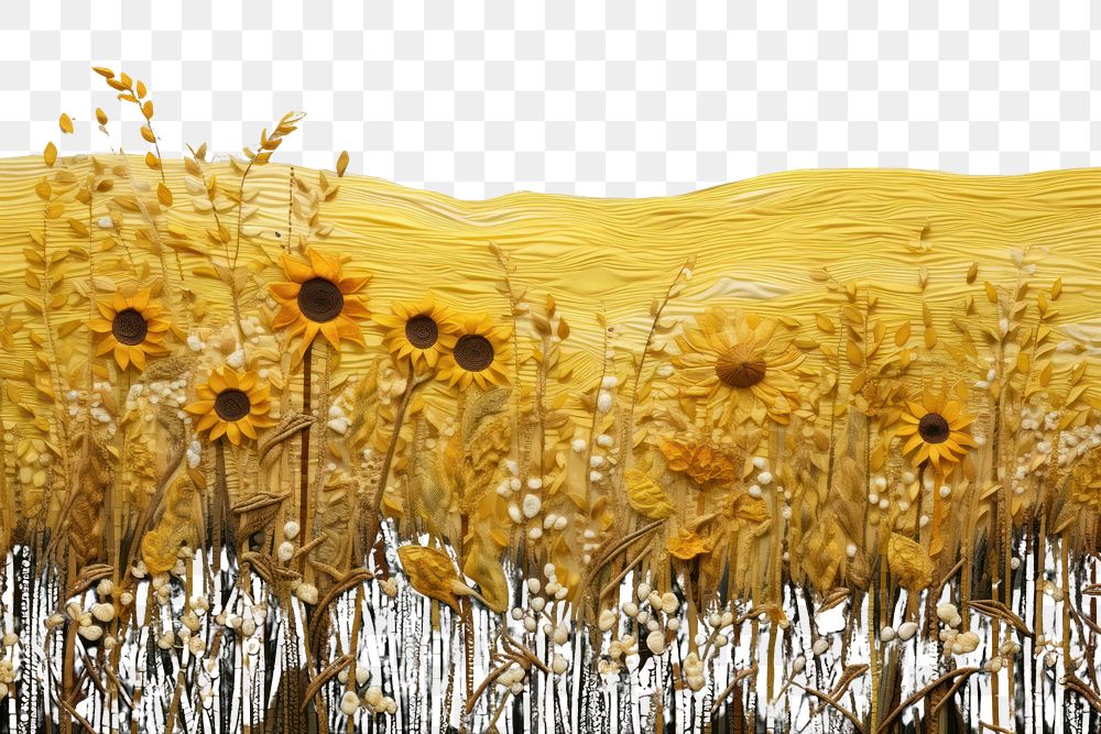 PNG Minimal sunflower field landscape outdoors painting plant.